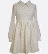 Bonnie jean gold and ivory collared winter dress