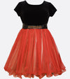 Bonnie Jean stretch velvet to red and gold party dress