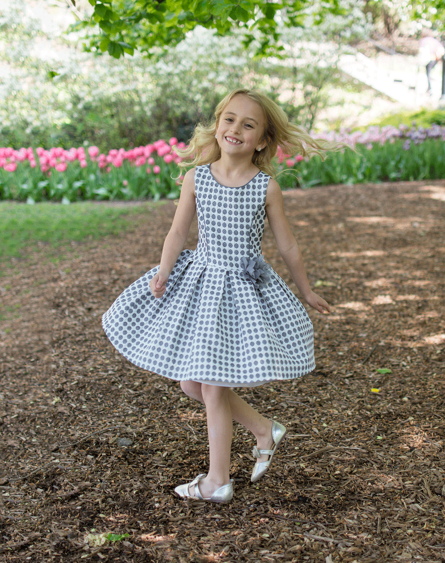 Bonnie Jean Polka Dot Jacquard Party Dress