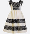 Bonnie Jean ivory and black, lace detailed, princess dress.