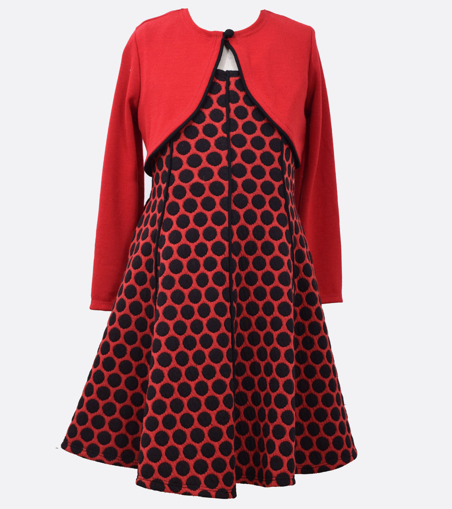 Bonnie Jean plus size dot dress with cardigan