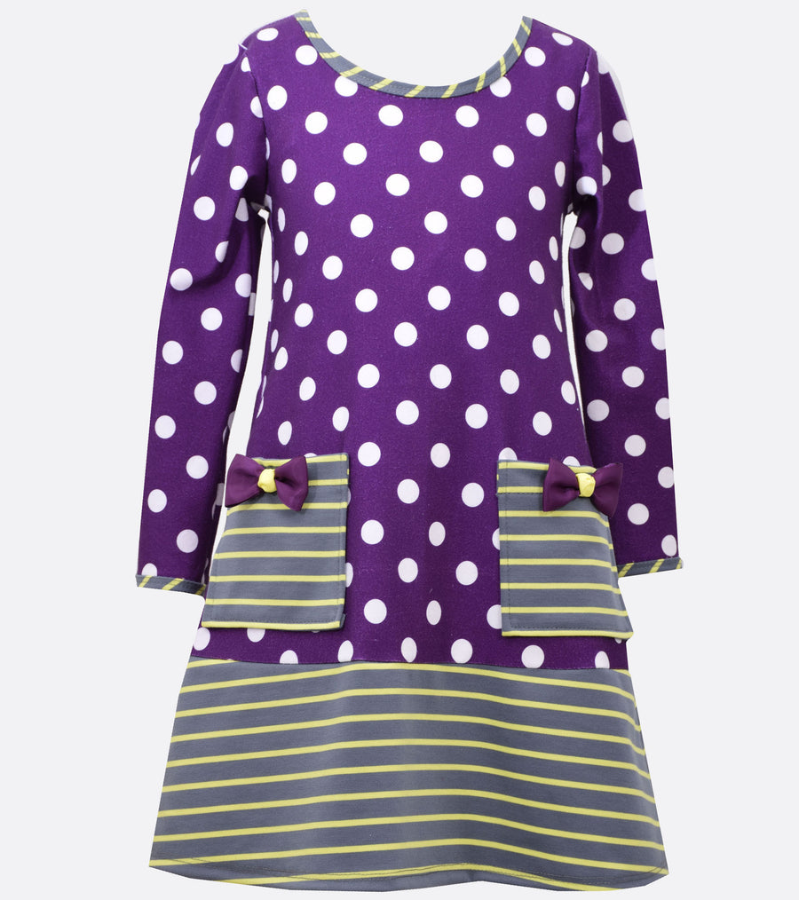 Bonnie Jean dot to stripe dress